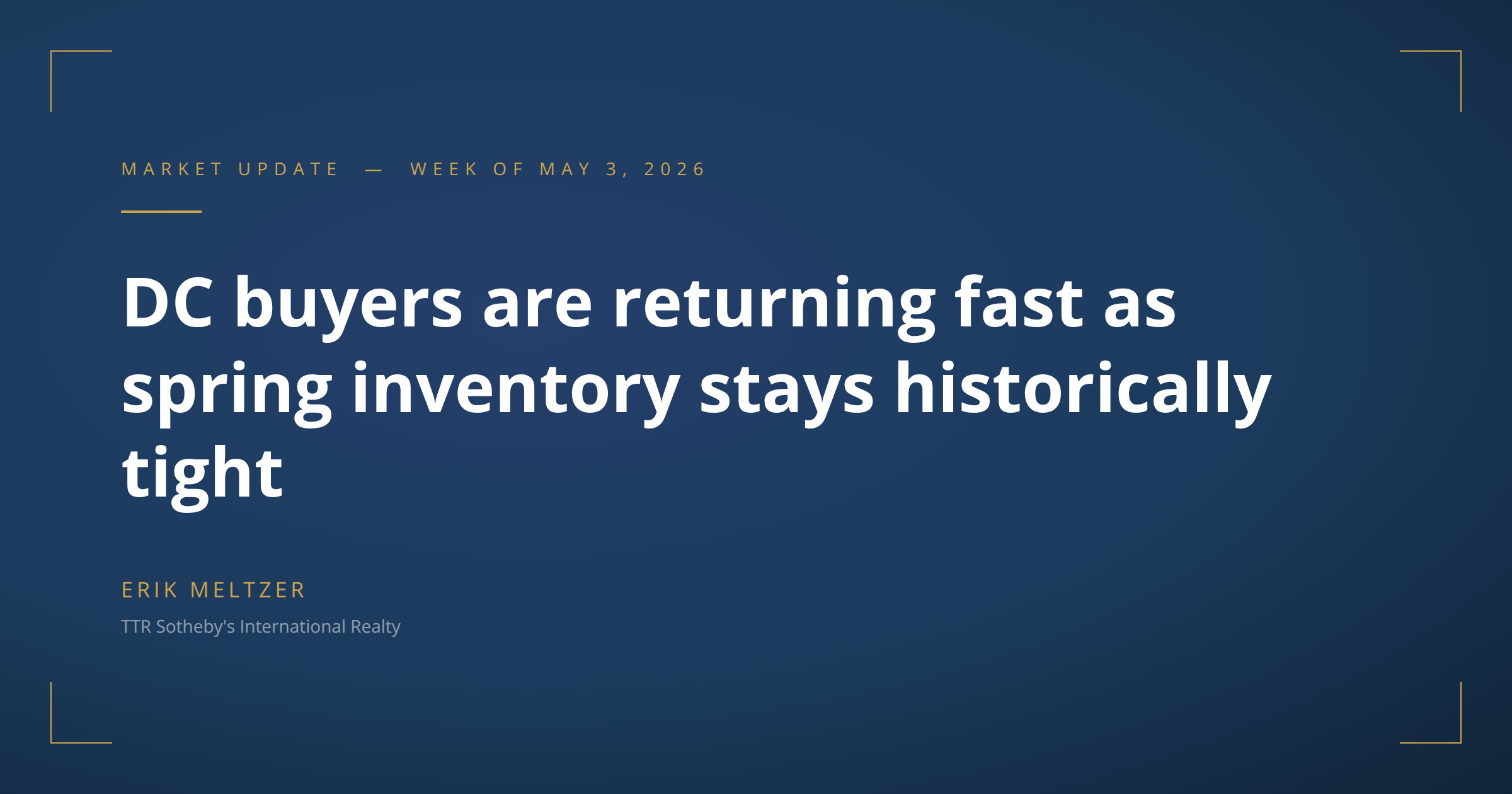 Facebook market update post — branded image with headline